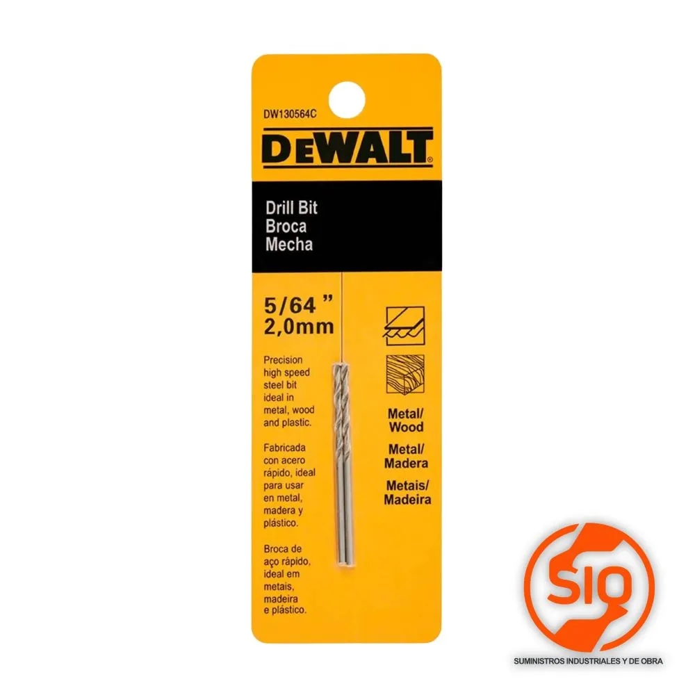 [DW130564C] DEWALT BROCA 5/64 METAL Y MADERA HSS DW130564C