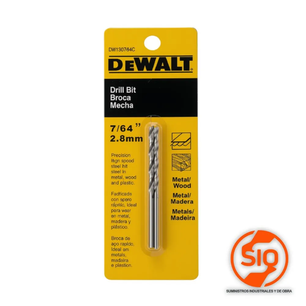 [DW130764C] DEWALT BROCA 7/64 METAL Y MADERA HSS DW130764C