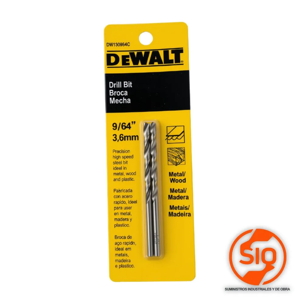 [DW130964C] DEWALT BROCA 9/64 METAL Y MADERA HSS DW130964C