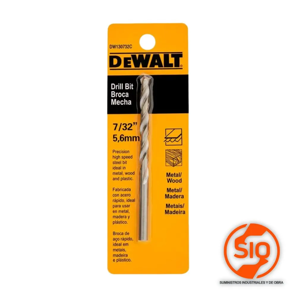 [DW130732C] DEWALT BROCA 7/32 METAL Y MADERA HSS DW130732C