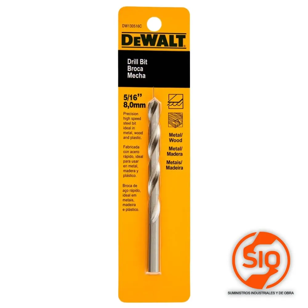 [DW130516C] DEWALT BROCA 5/16 METAL Y MADERA HSS DW130516C