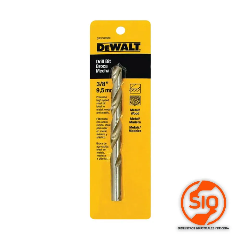 [DW130038C] DEWALT BROCA 3/8 METAL Y MADERA HSS DW130038C