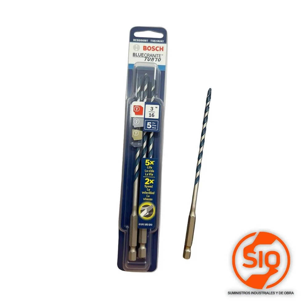 [HCBG0405T] BOSCH BROCA CONCRETO BLUEGRANITE 3/16 - 5 UNIDADES HCBG0405T