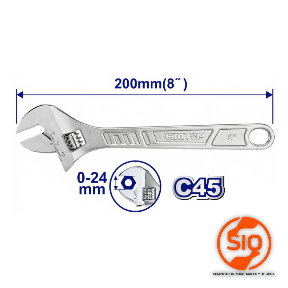 EMTOP LLAVE AJUSTABLE 8 PULG / EMTOP CANGREJO 6 PULG EAWH130822
