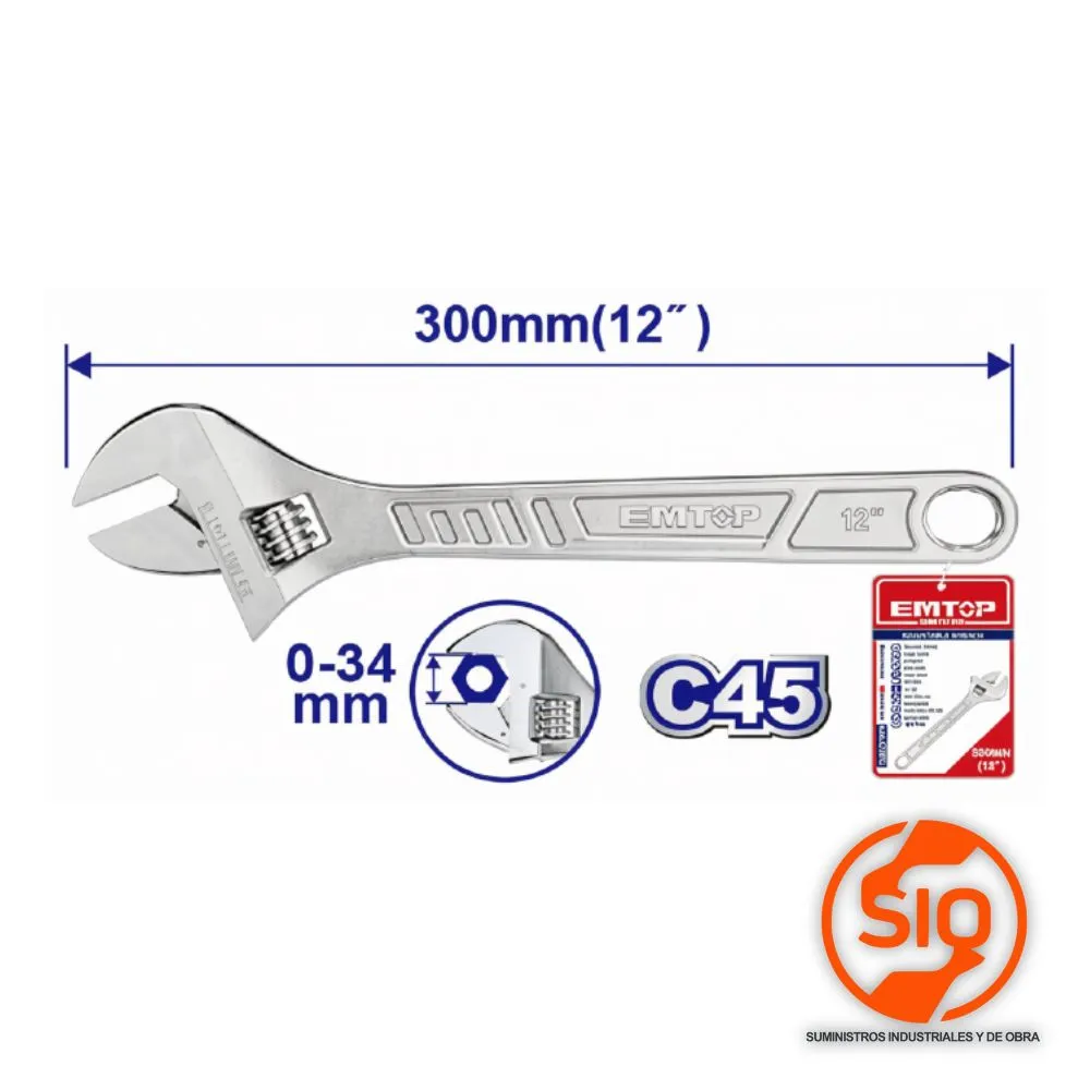 EMTOP LLAVE AJUSTABLE 12 PULG / EMTOP CANGREJO 12 PULG EAWH131222