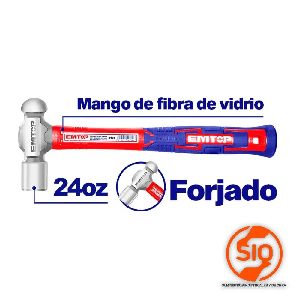 [EHAMBH2401] EMTOP MARTILLO DE BOLA 24OZ MANGO DE FIBRA EHAMBH2401