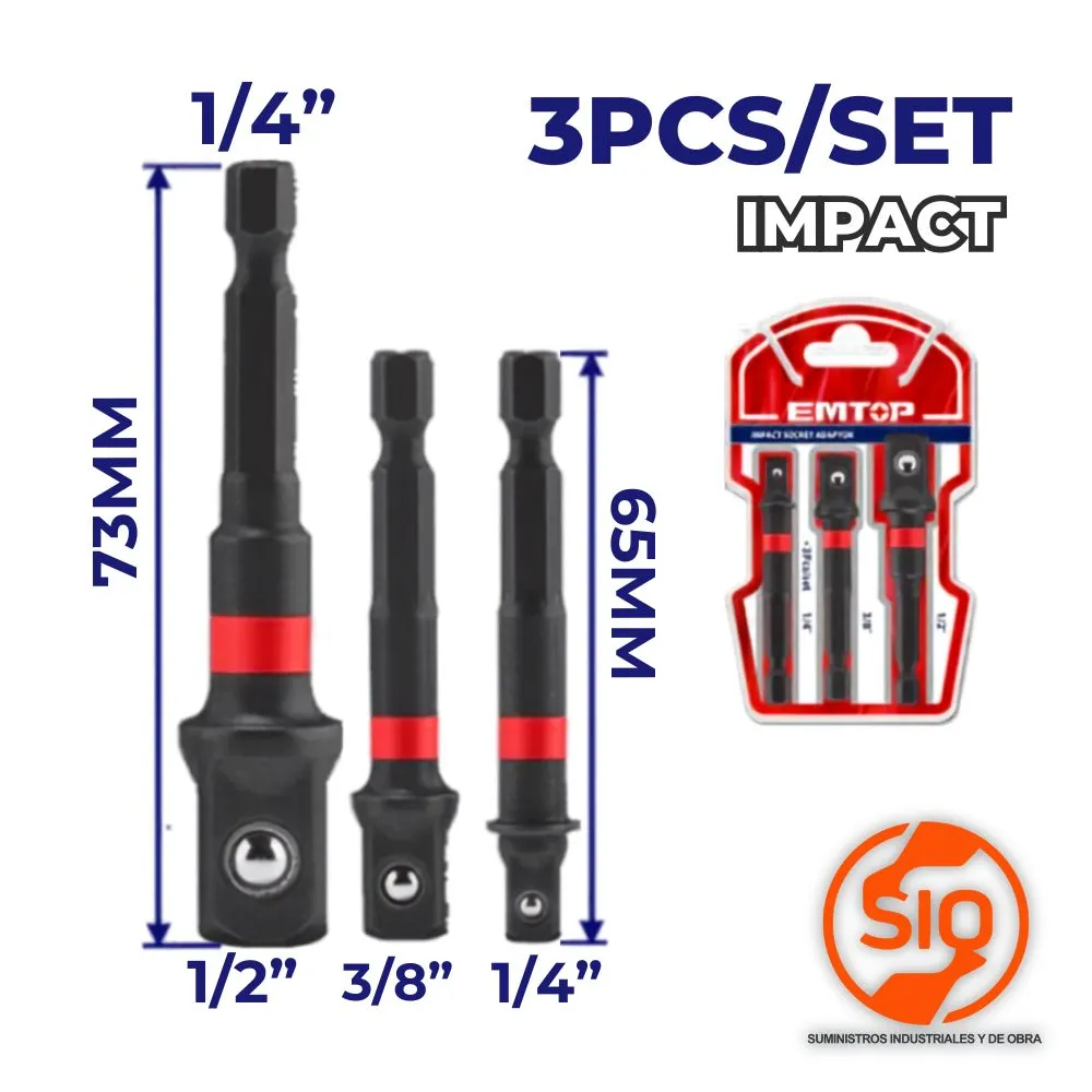 EMTOP JUEGO ADAPTADORES PARA BARRENO 3PZ EBST365A01