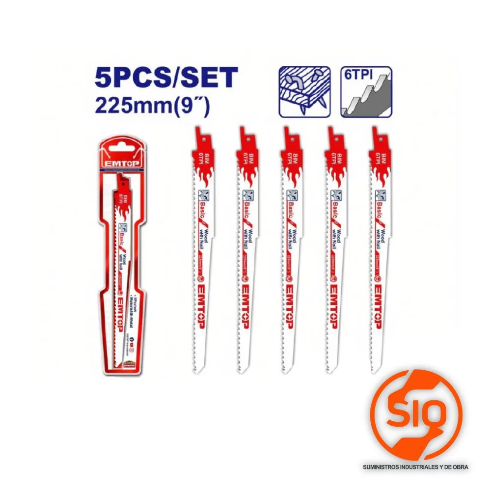 EMTOP JUEGO SIERRA PARA SABLE METAL Y MADERA 5PZ ERSB1111DF