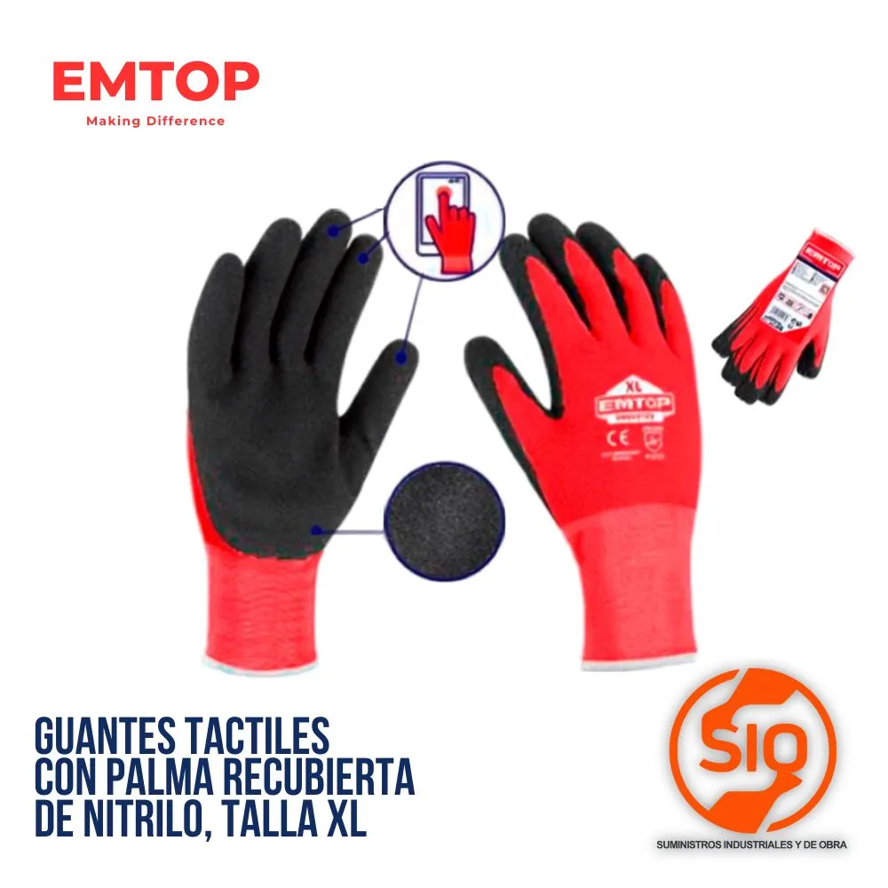 EMTOP GUANTES DE NITRILO XL ROJO ENGV0301