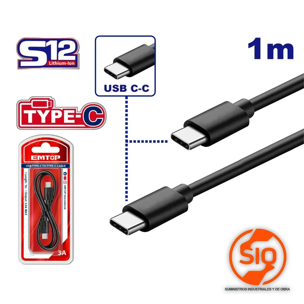 EMTOP CABLE USB-C 1M SOLO CARGA EUCC02