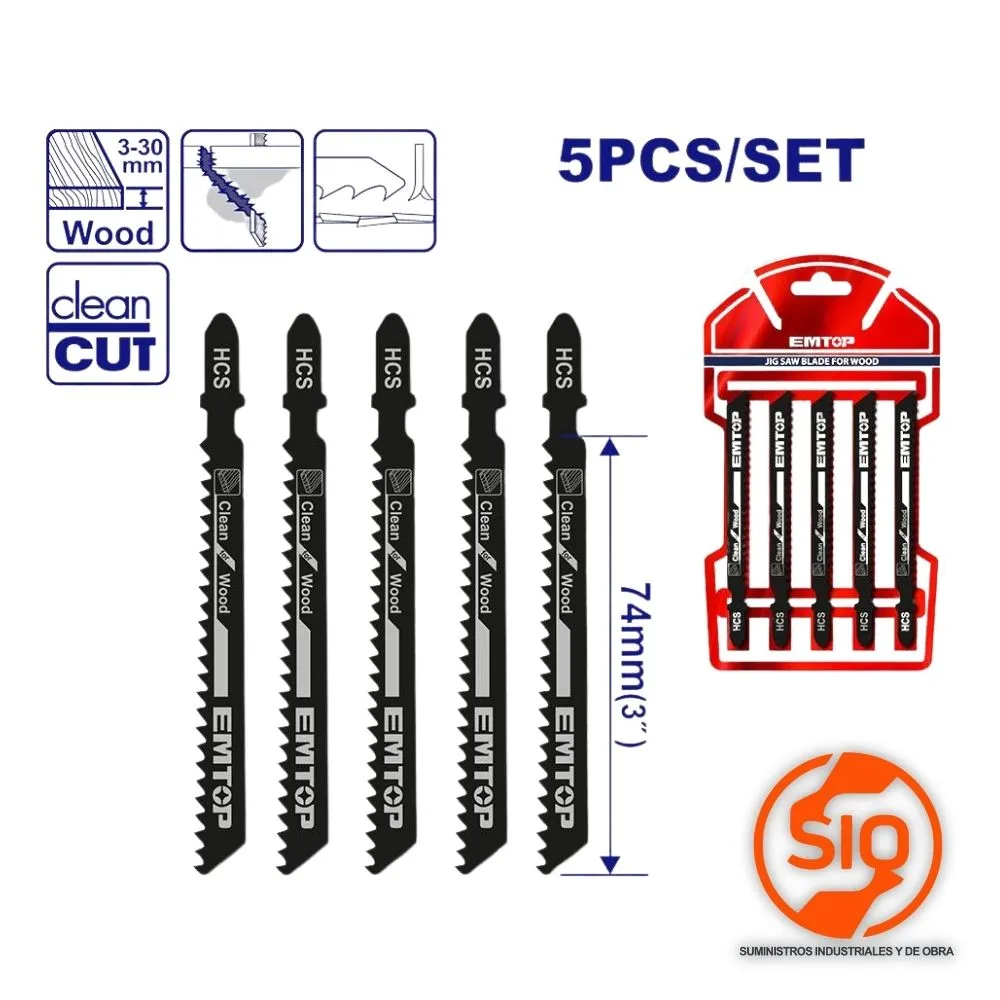 EMTOP SIERRA PARA CALADORA 10TPI X 4PULG TIPO T MADERA 5PZ EJSBT101B