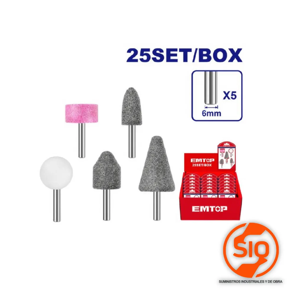 EMTOP JUEGO DE FRESAS PARA DESBASTE DE ESMERIL RECTO 5PZ EAKB0502
