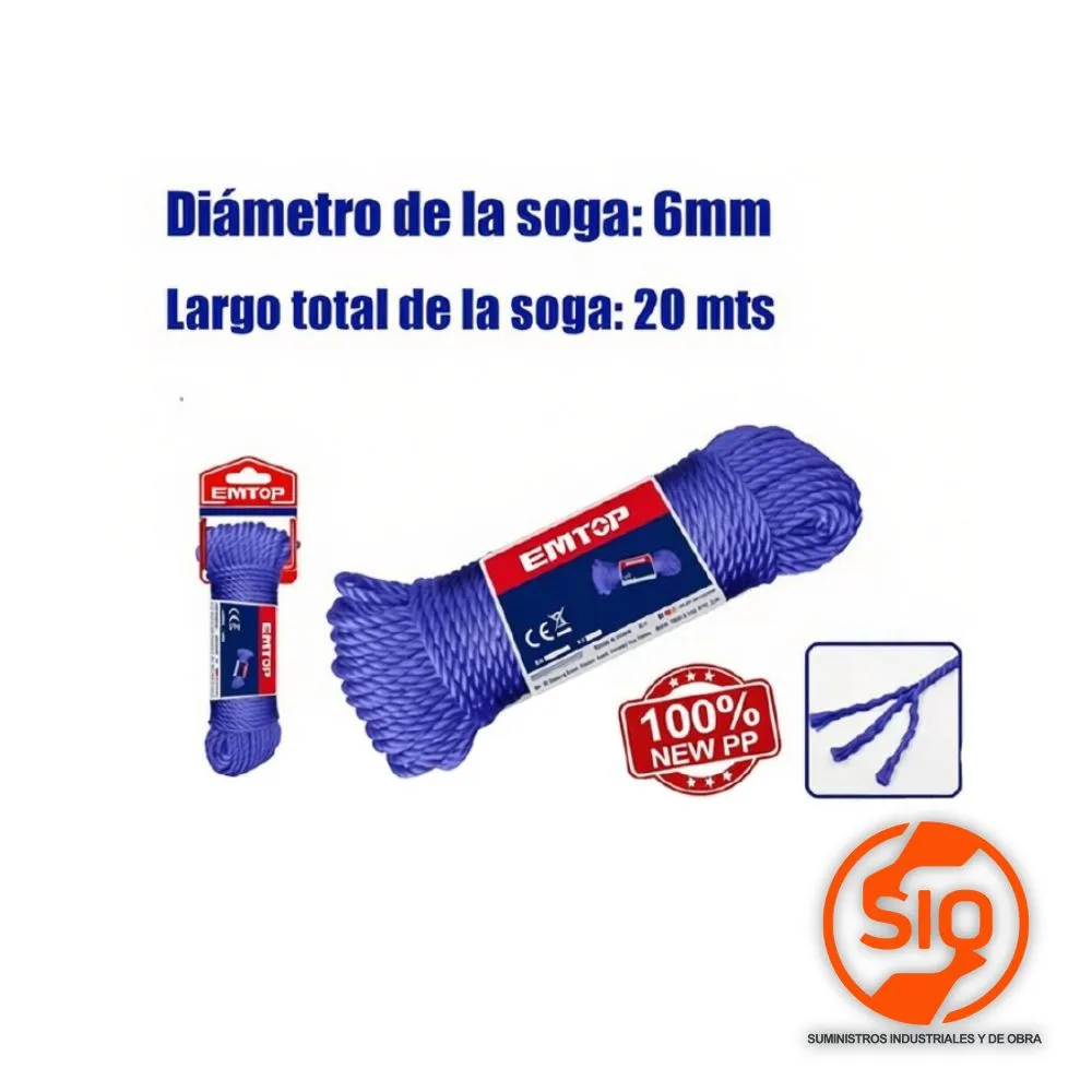 EMTOP LAZO 6MM X 20M AZUL EMRZ1306