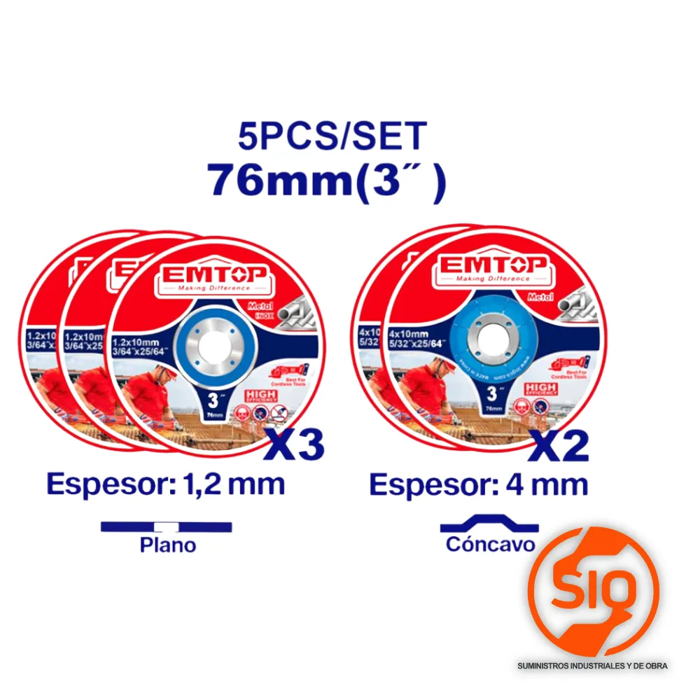 EMTOP JUEGO DE DISCO 3 PULG (CORTE Y PULIR) 5PZ EACD303768