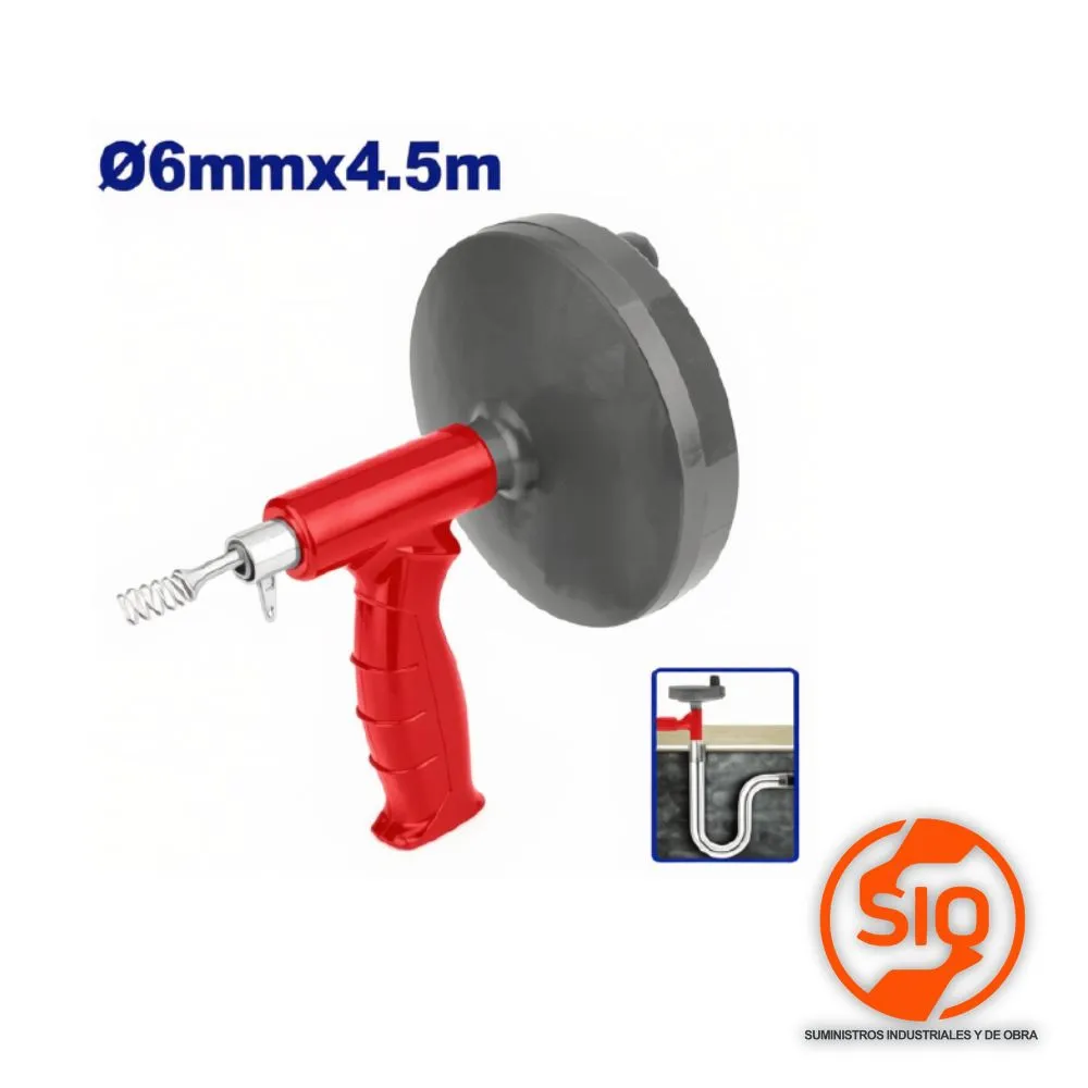 [EMDD3345] EMTOP DESTAPADOR DE TUBERIA 4.5M FLEXIBLE ACERO PARA LIMPIEZA DE DRENAJE EMDD3345