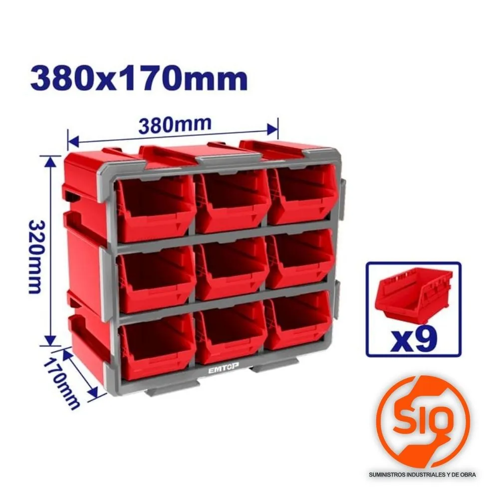 EMTOP ORGANIZADOR DE 9 CONTENEDORES 380X170MM EMTB8330