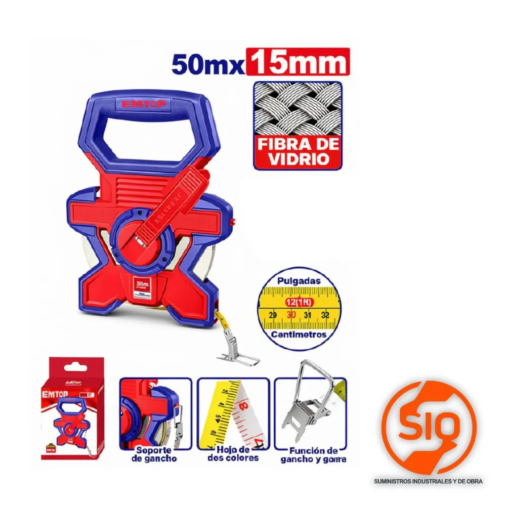 EMTOP CINTA METRICA 50M FIBRA DE VIDRIO EMTP1850