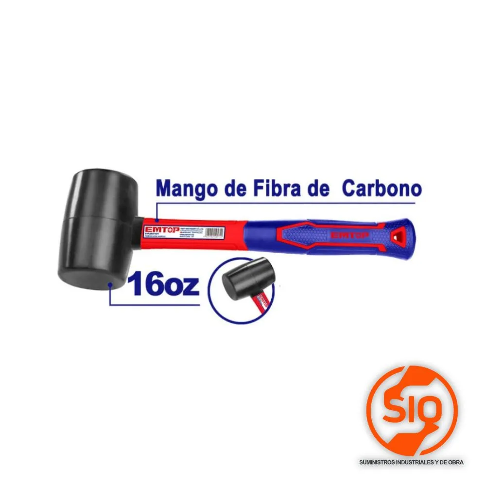 EMTOP MAZO DE HULE 1LB / 16OZ MANGO DE FIBRA EHAMRH1601