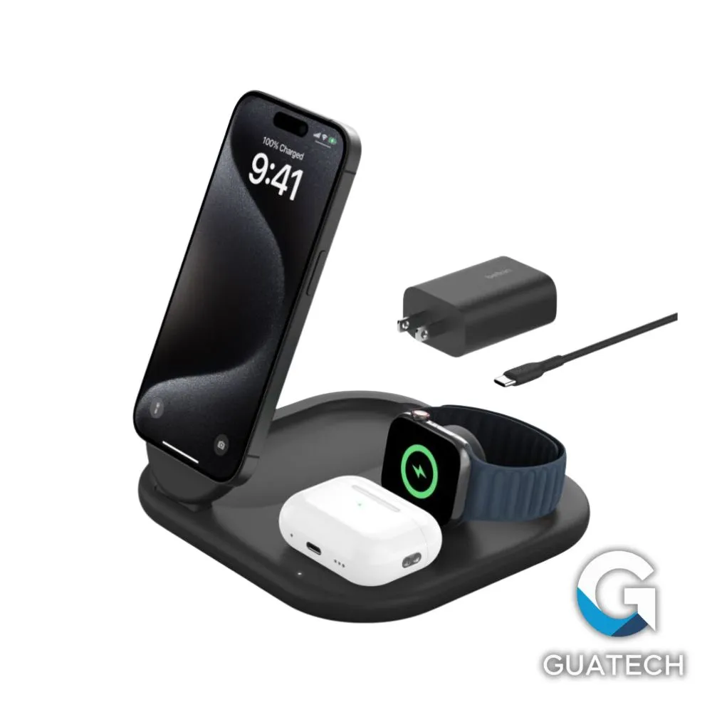 [WIZ029ttBK] BELKIN BASE DE CARGA INALAMBRICO QI2 15W 3 EN 1 WIZ029ttBK