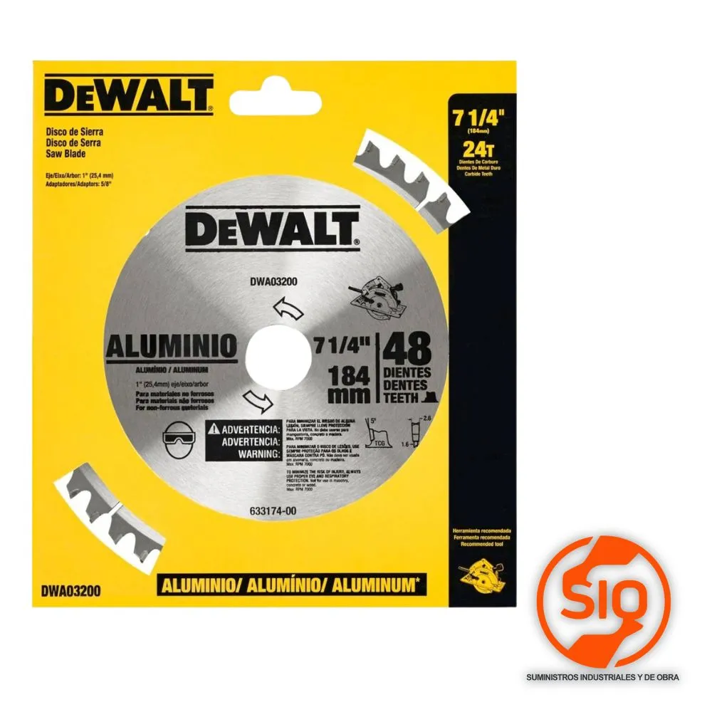DEWALT DISCO 7-1/4 48D PARA ALUMINIO DWA03200