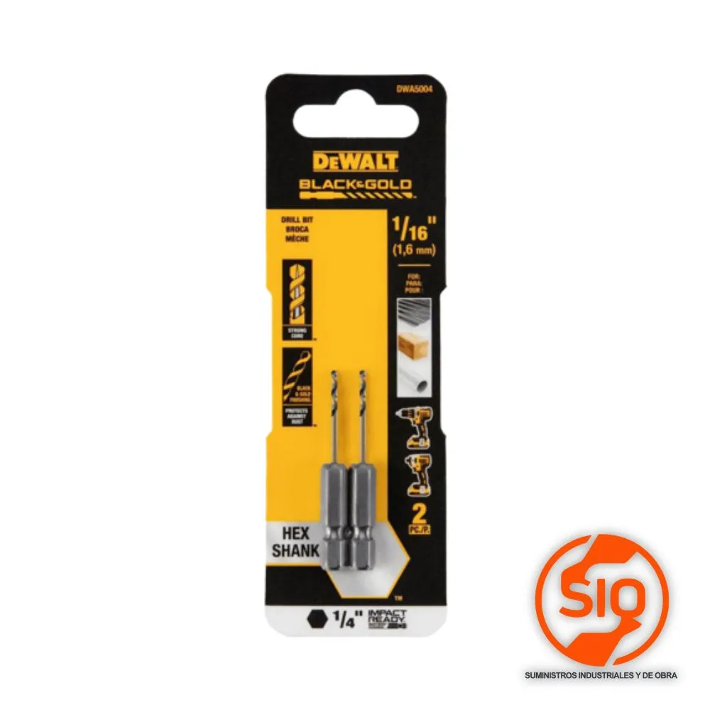 DEWALT BROCA 1/16 PARA METAL VASTAGO HEXAGONAL DWA5004