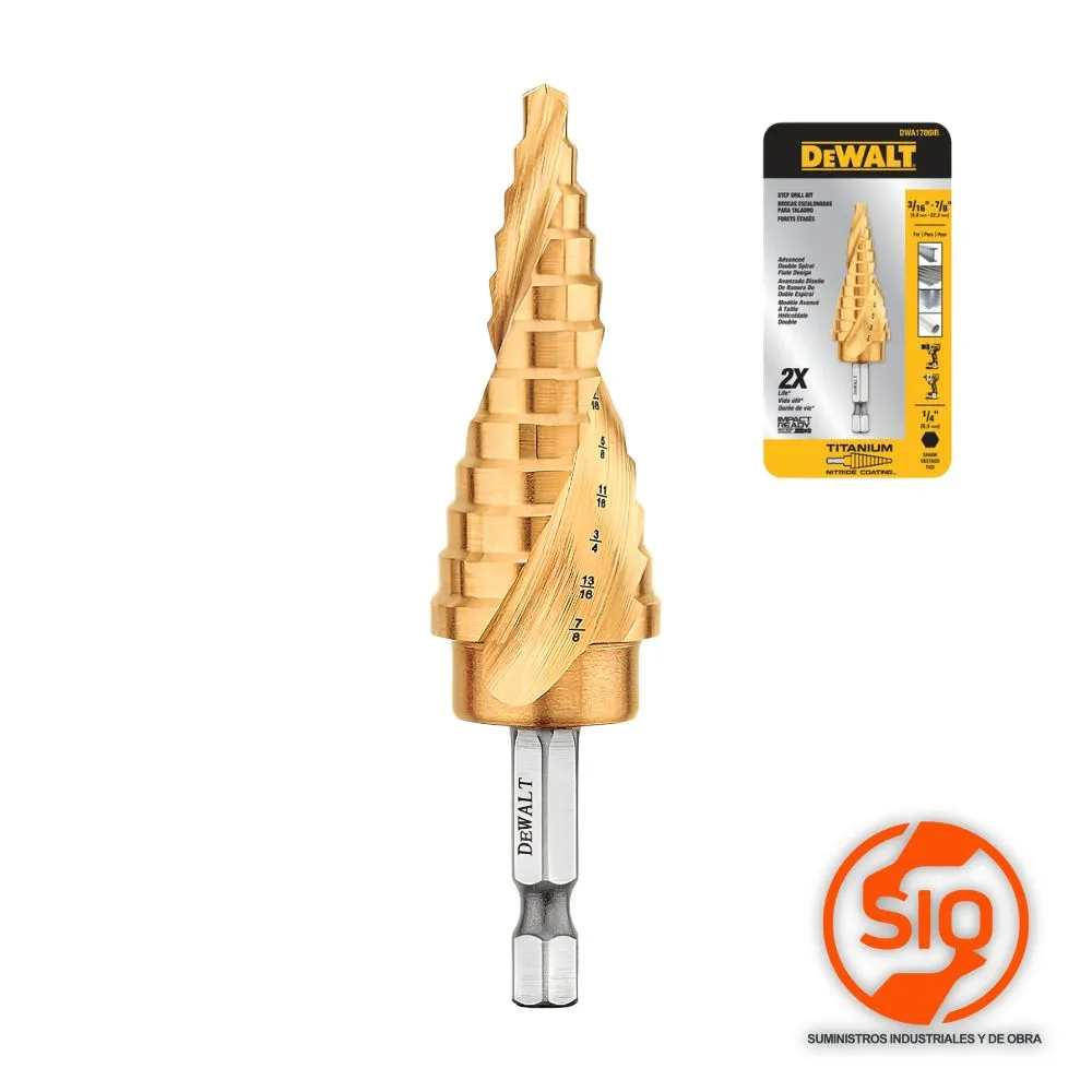 DEWALT BROCA ESCALONADA 3/16 - 7/8 TITANIUM DWA1786IR