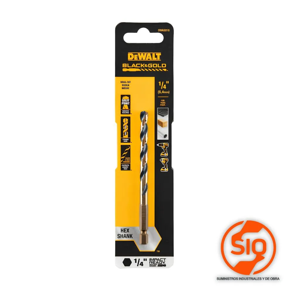 DEWALT BROCA METAL 1/4 BLACK AND GOLD 6.4MM DWA5016