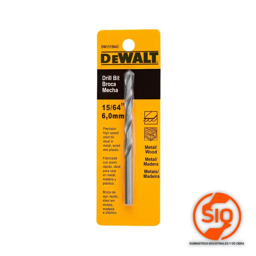 DEWALT BROCA METAL 15/64 HSS 6MM DW131564C