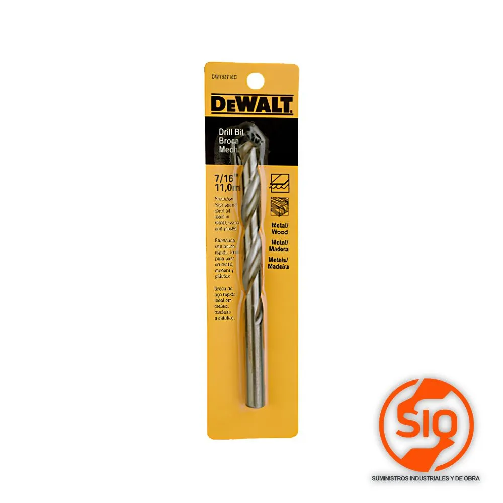 DEWALT BROCA METAL 7/16 HSS 11MM DW130716C