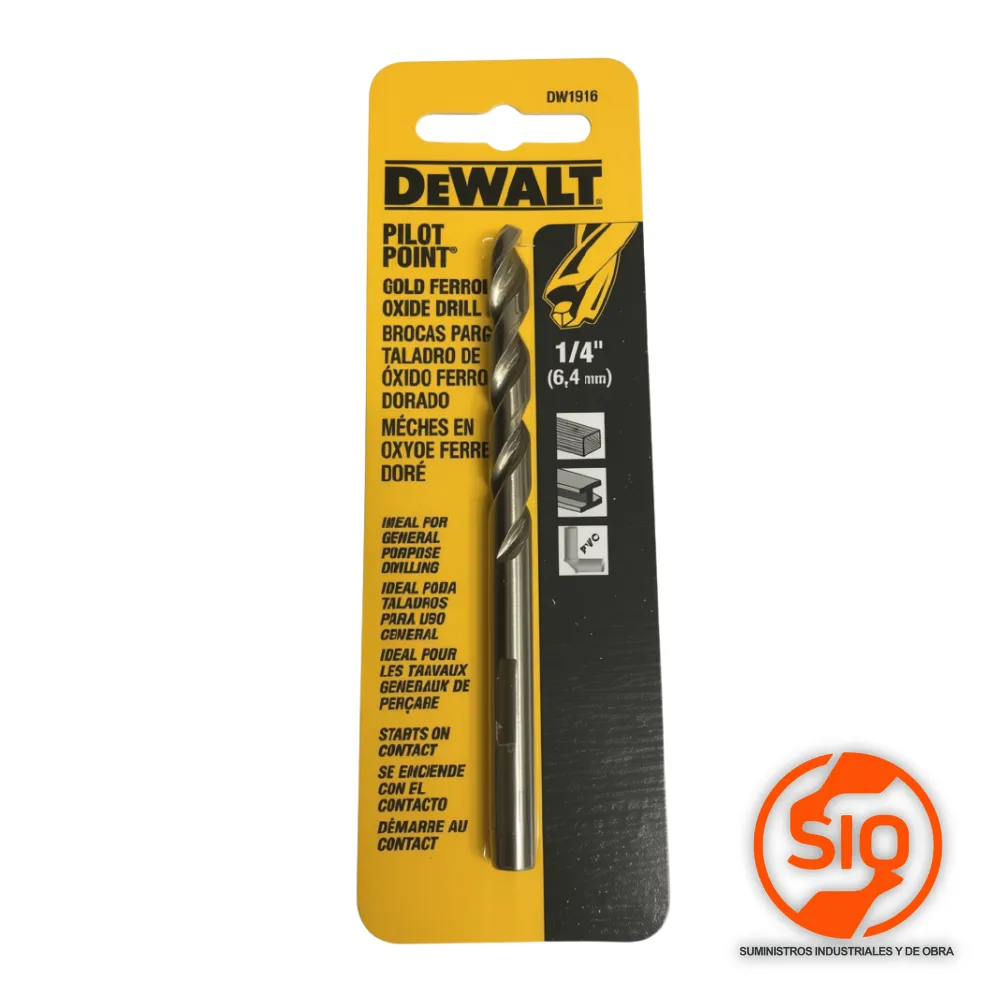 [DW1916] DEWALT BROCA PILOTO 1/4 PARA METAL USO INDUSTRIAL DW1916