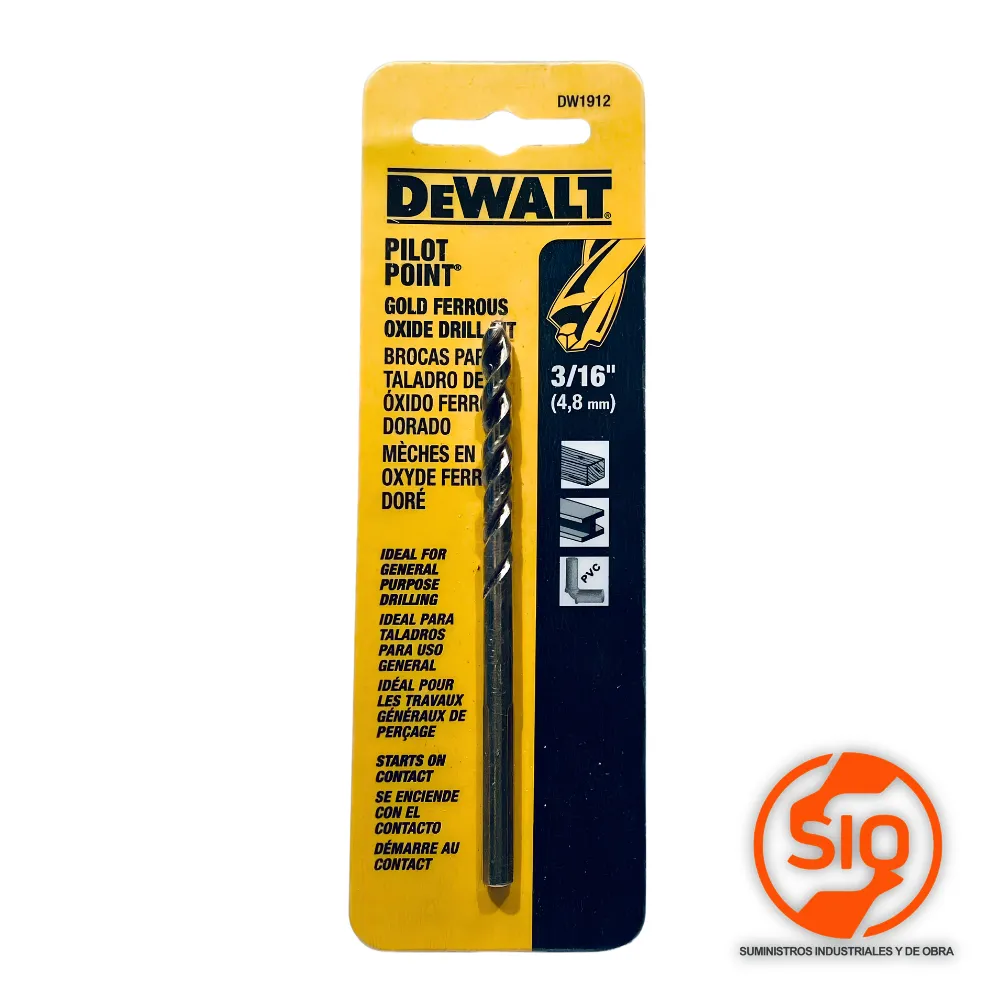 [DW1912] DEWALT BROCA PILOTO 3/16 PARA METAL USO INDUSTRIAL DW1912