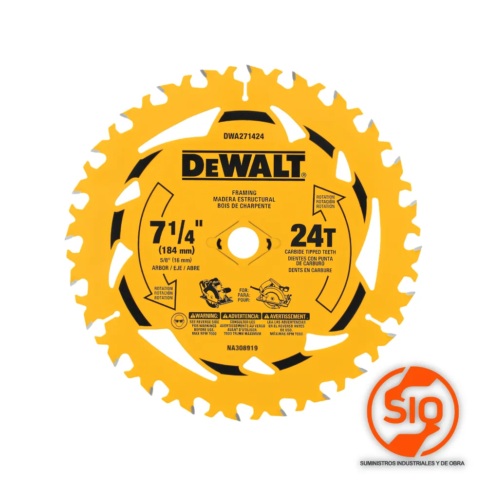 [DWA271424B10] DEWALT DISCO 7-1/4 24D PARA SIERRA CIRCULAR GRANEL DWA271424B10