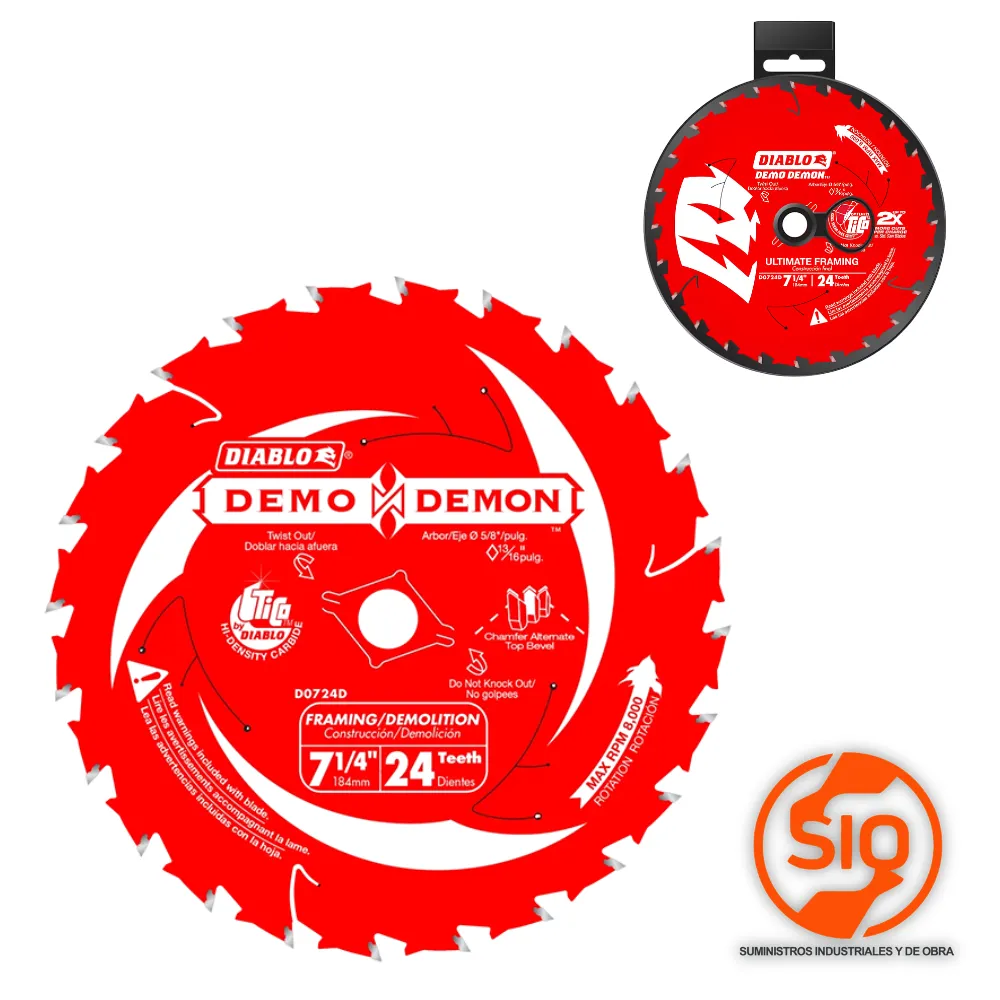 [D0724DA] DIABLO DEMO DEMON DISCO 7-1/4 PARA MADERA Y CLAVO 24D D0724DA