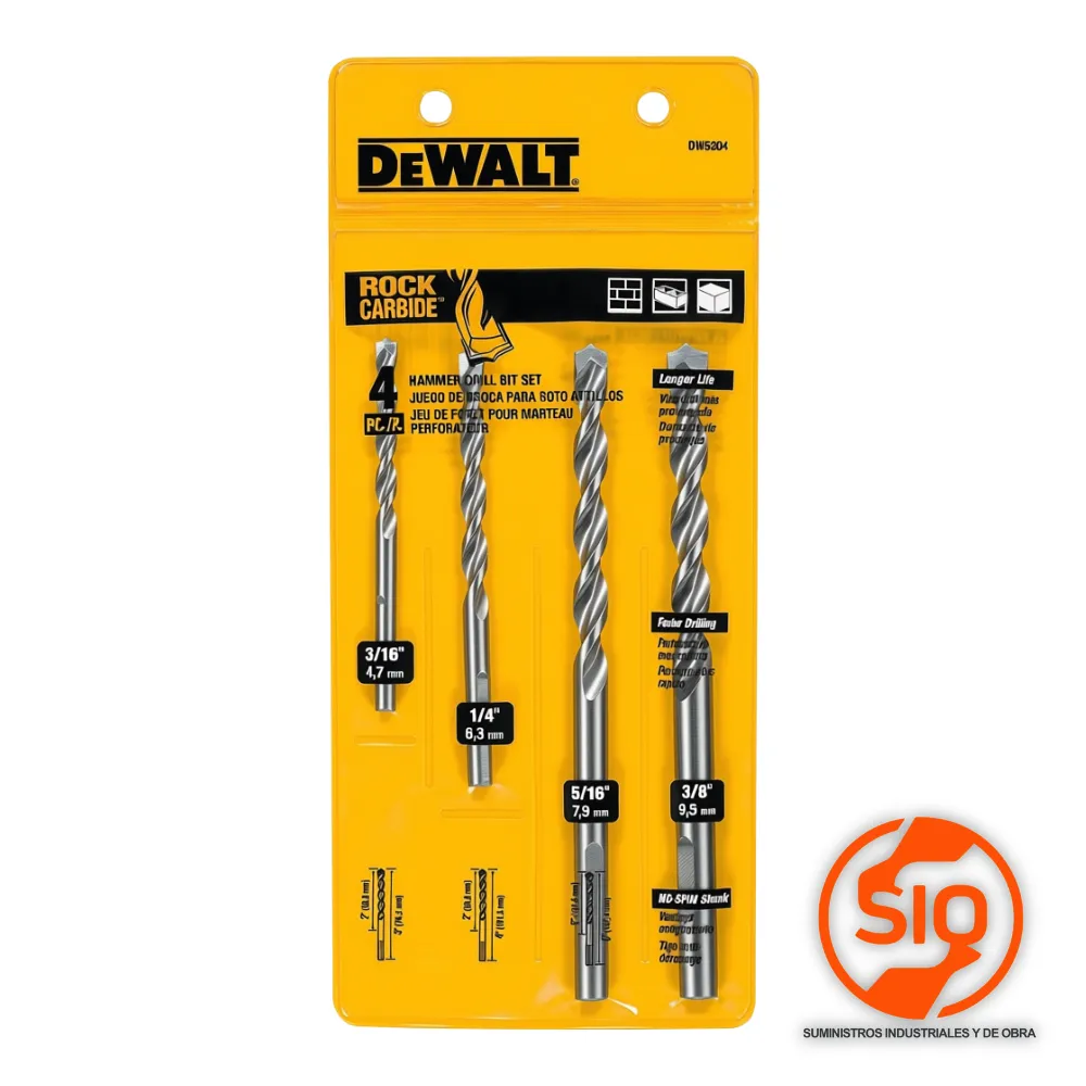 [DW5204] DEWALT JUEGO DE BROCAS PARA CONCRETO ROCK 4PZ DW5204